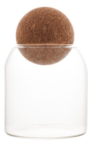 Pote De Vidro Boro 510ml Tampa Esfera De Rolha Clean Lyor
