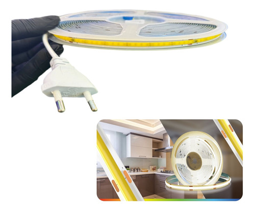 Fita Led Cob Contínua 4000k 127v Nao Precisa Fonte Rolo 10m