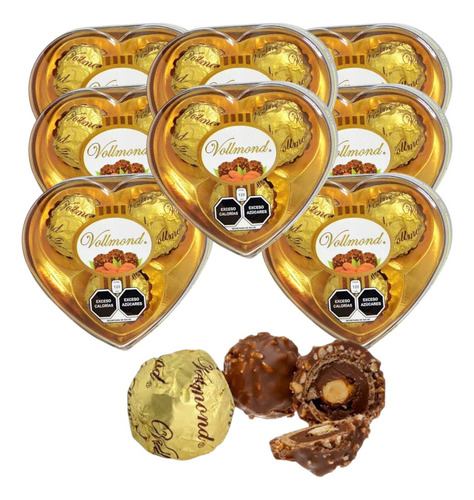 Vollmond Chocolate 3 Corazón De 3pz C/u Oblea Maní Cacao