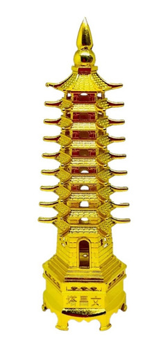 Feng Shui Pagoda Dorada 9 Niveles De Metal Torre Wen Chang.