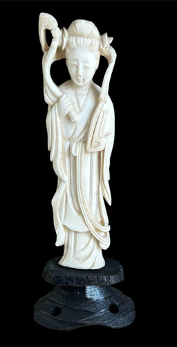 Marfil Tallado Figura Estatua Geisha China Okimono Original