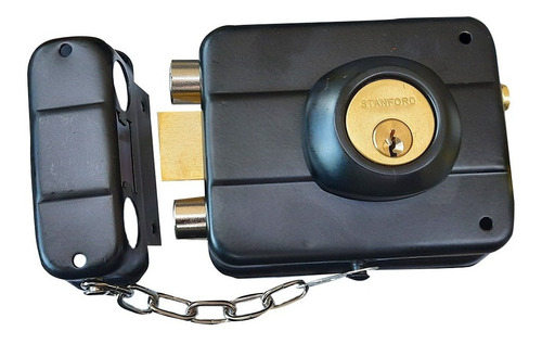 Chapa Cerradura 2 Cilindro + Cadena Porton Reja Seguridad
