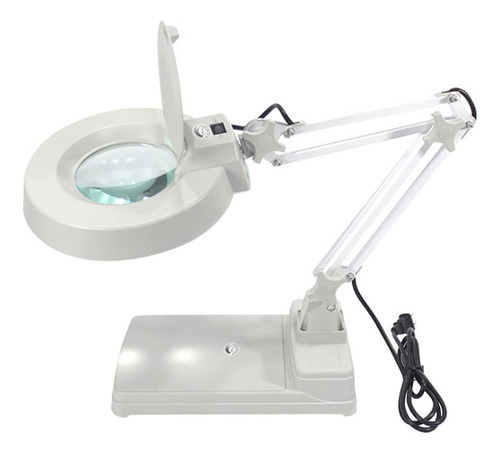 Lampara Lupa Funchic Led Escritorio Luz Brazo Soporte Blanco