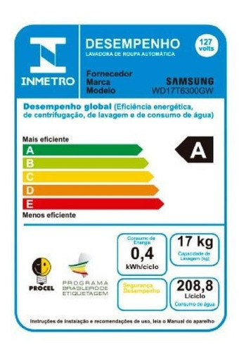 Lava & Seca 17 Kg Samsung Branca Com 24 Programas De Lavagem