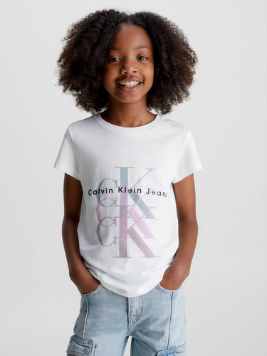 Playera Calvin Klein Jeans Slim De Niña Blanco