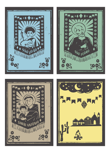 Placas Decorativas Religiosas Santos Juninos 20x30cm Kit 4un