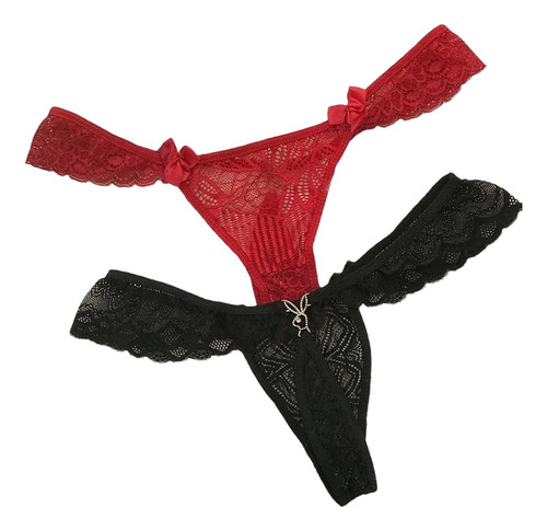 2 Calcinha Sexy Sensual Erotica Fio Coelinho Biju Renda Luxo