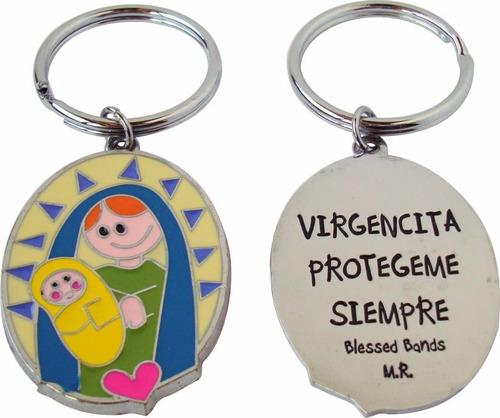 Llavero De Virgencita Santitos Angelito Plis Recuerdos