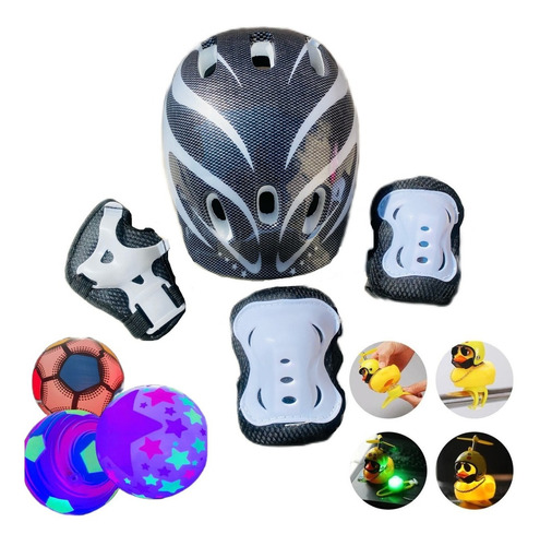 Casco Protección Kit Niños 3 En 1 Kit Casco+pelota+pato Luz