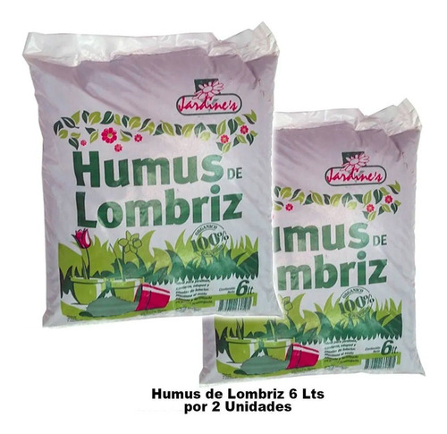 Humus De Lombriz Jardines Orgánico Por 2 Unidades De 6 Lts