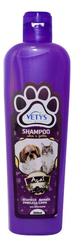 Shampoo Vetys Tradicional Açaí Para Cães E Gatos 500 Ml