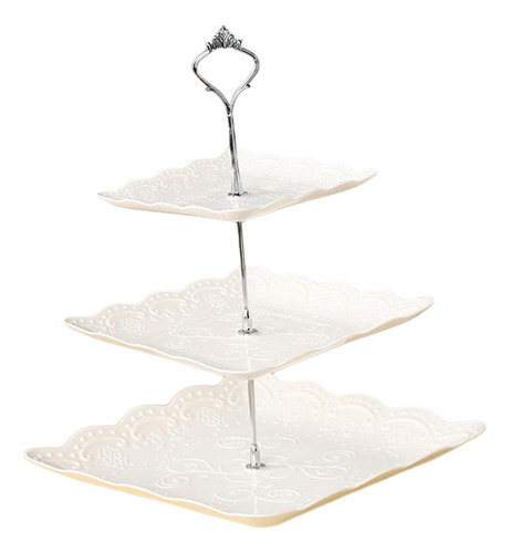 Bandeja De Almacenamiento Torre De Postre Plata 37cm Muti