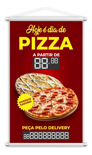 Banner Dia De Pizza Delivery Sabores Preço Fone 60x40cm