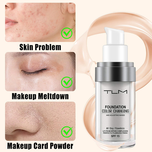 Base Líquida Tlm Color Changing Spf15 30ml Para Todas As Pel