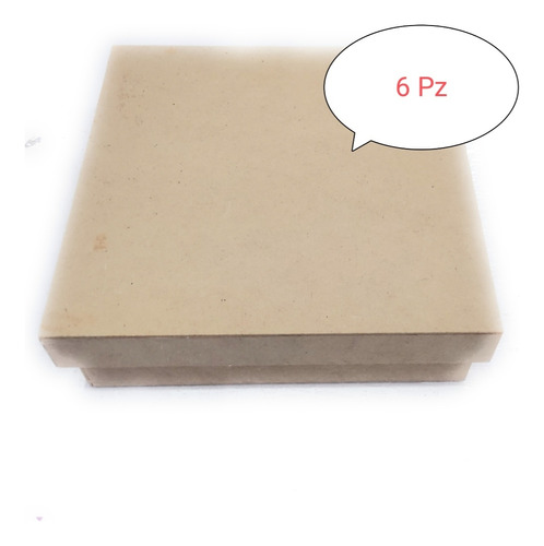 Caja Chocolatera Mdf 15x15x4 Cm Con Tapa, Natural 6 Pz 