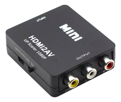 Adaptador Hdmi A Rca Av 1080p Convertidor De Audio Y Video Negro