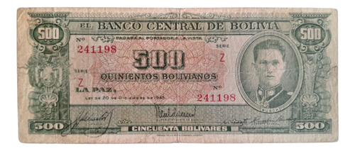 Bolivia Bolivia 500 Bolivianos Año 1945 P#148 Vf