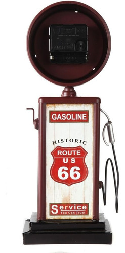 Reloj Mesa Bomba Gasolina Ruta 66 Retro Silencioso Rojo