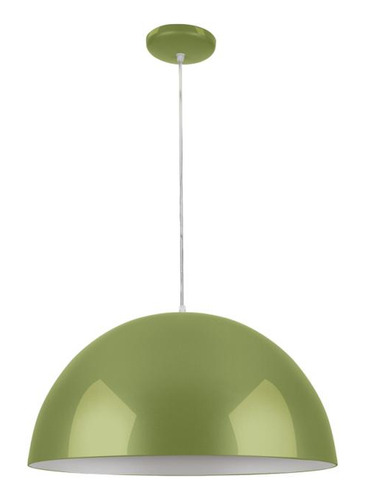 Luminária Pendente Alumínio 40w E27 Aquarela Meia Lua Ø40cm Estrutura Verde (brilhante)