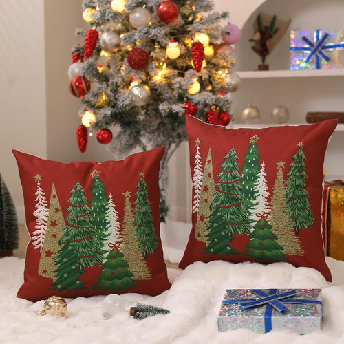 Juego De 2 Fundas De Almohada Navideñas 45 X 45 Cm
