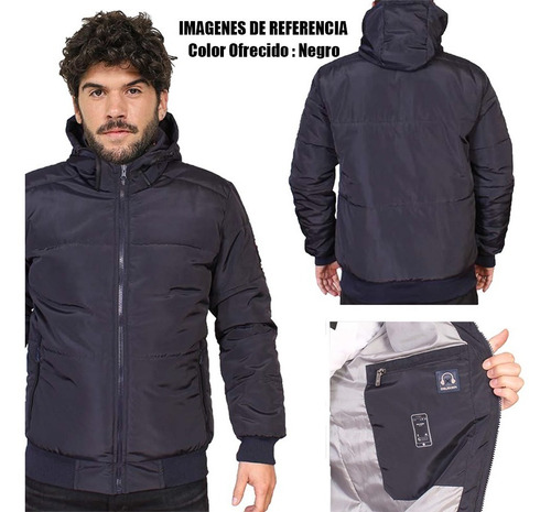 Imagen 2 de 3 de Chaqueta Hombre Acolchada Impermeable Invierno Con Capota Capucha Abrigo Moda Masculina Liviana Urbana Ropa De Calle Calidad Premium