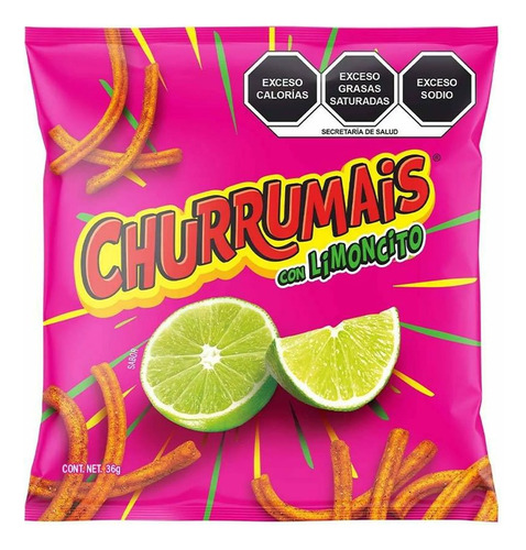 Botana Churrumais Limón Y Chile 12 Piezas De 36 Gramos C/u