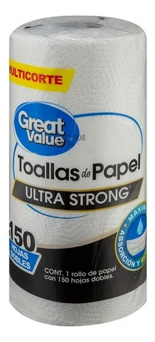 7 Pzas Toallas De Papel Great Value Multicorte Ultra Strong