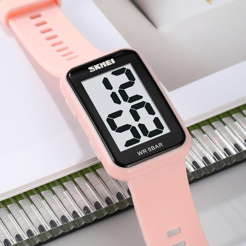 Fogitbok Reloj Rosa Con Números Extra Grandes Para Hombres,