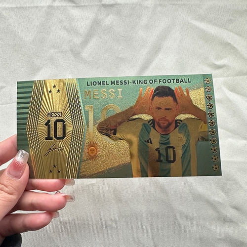 Imagen 5 de 9 de Billete Messi Chapado Oro Copa Qatar. Unico!!! Raro!!
