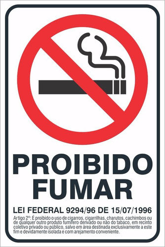 Placa Indicativa Proibido Fumar - 20x30cm - Pvc 1mm