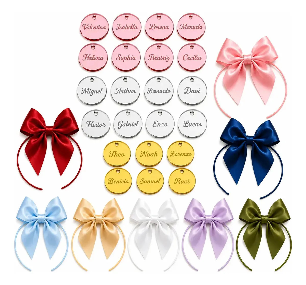 25 Tags Personalizadas Acrílico Espelhado + Laço Cetim Nº 5 Nj Violeta