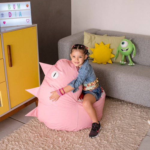 Puff Dinossauro Temático Bichinho Rosa Pink Com Enchimento