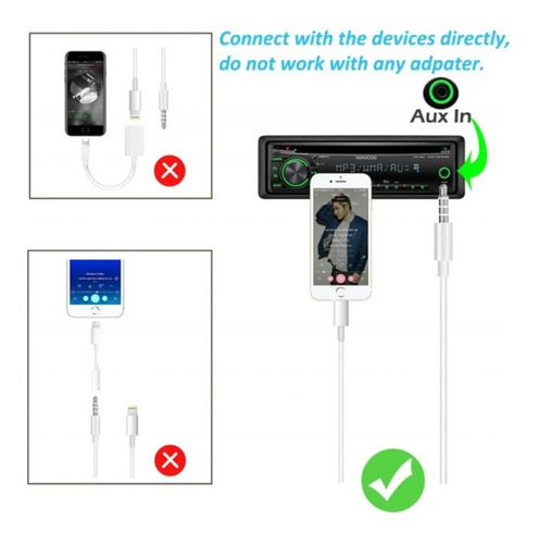 Imagen 4 de 9 de Cable Auxiliar Para iPhone/iPad Lightning A Jack 3.5mm Macho