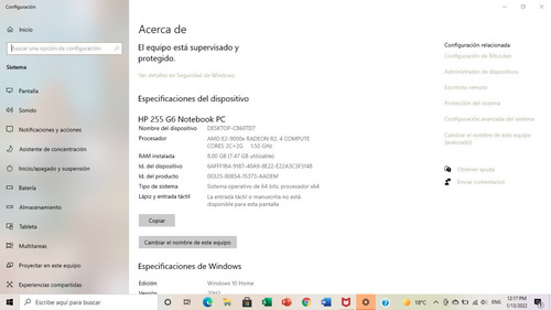 Notebook Hp 255 G6 Amd E2 9000e Radeon R2 4 Cores 1.5ghz (Usado)