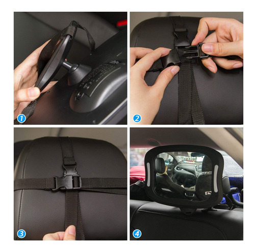 Fitnate Espejo Coche Led Para Bebé, Espejo Retrovisor De Seg