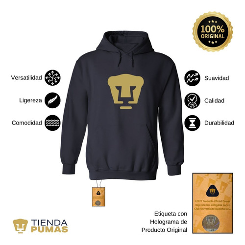 Sudadera Pumas Unam Deportiva Hombre Hoodie Logo Doradovinil