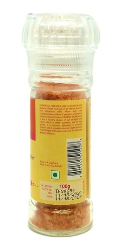 Imagen 3 de 9 de Molinillo Sal Rosada Himalaya 100grs Organic India