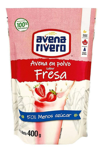 Avena En Polvo Rivero Fresa Para Licuados Menos Azucar 400g