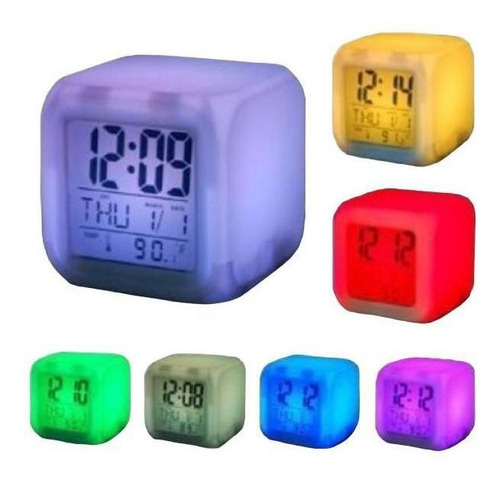 Despertador de escritorio Cube Led de 7 colores