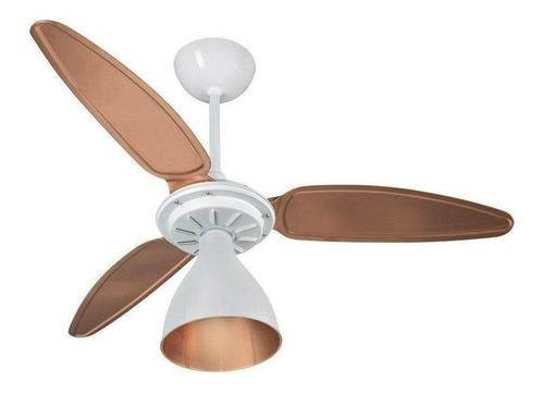 Ventilador de teto Demi Tulipa branco com 3 pás cor cobre de plástico, 96cm de diâmetro 127V