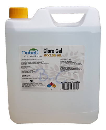Cloro Gel Bioclor Nobel 5 Lts
