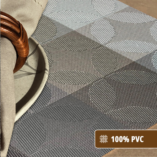 4 Jogo Americano Mesa Posta Luxo Impermeável Pvc Mz Dese Vr Cor M6 CINZA claro escuro grafite preto café prateado DESENHOS MZ RETANGULAR
