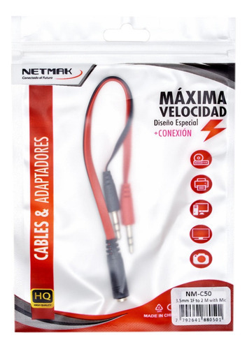 Cable Adaptador Audio Jack 3.5mm A Micrófono Y Auricular Pc