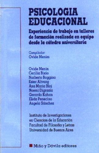 Imagen 1 de 2 de Psicología Educacional. Experiencia De Trabajo / Ovide Menin