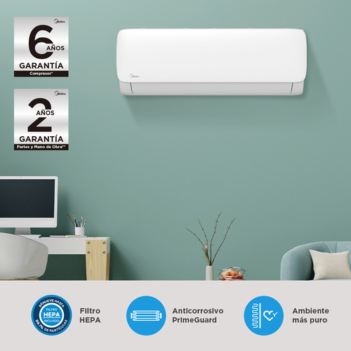 Minisplit Midea Max Fresh On Off, 1 Ton, Sólo Frío; Mas12c1ags; Filtro Hepa Blanco