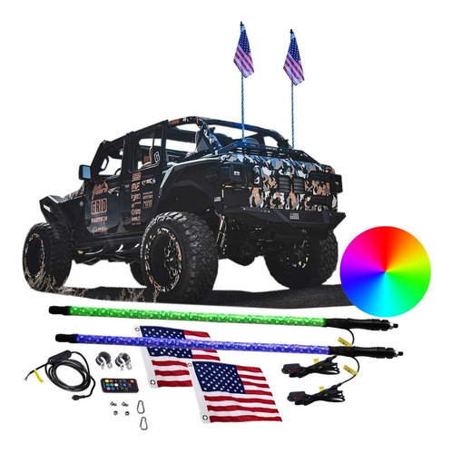 Set Banderas Iluminación Led Rgb Para Jeep