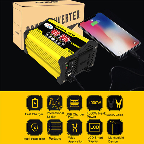 Para Transformador Inversor Dc12volt Ac110/220volt A Usb