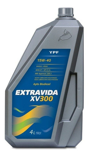 Aceite Ypf Extra Vida Xv 300 15w40 De 4 Litros