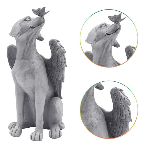 Estatua Perro Angel Para Memorial 20x12x13cm Resina Stone