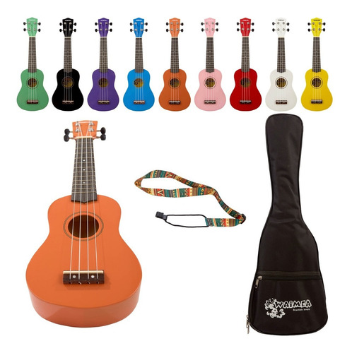 Imagen 7 de 10 de Ukelele Soprano Creep Waimea Naranja + Funda + Correa!